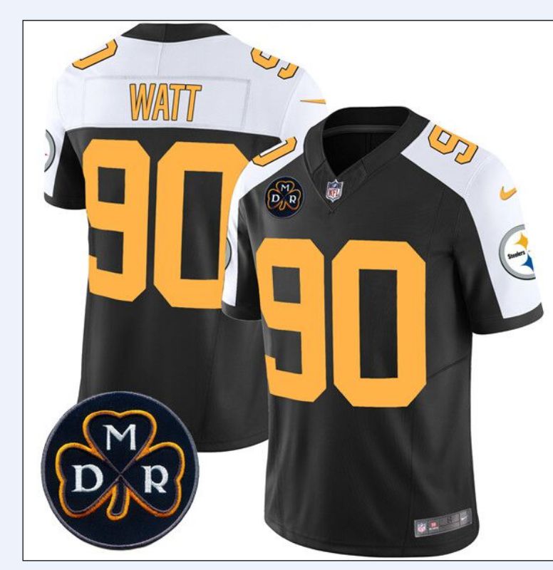 Men Pittsburgh Steelers #90 Watt Black Thanksgiving three generations 2024 Nike Vapor Limited NFL Jersey style 2->->